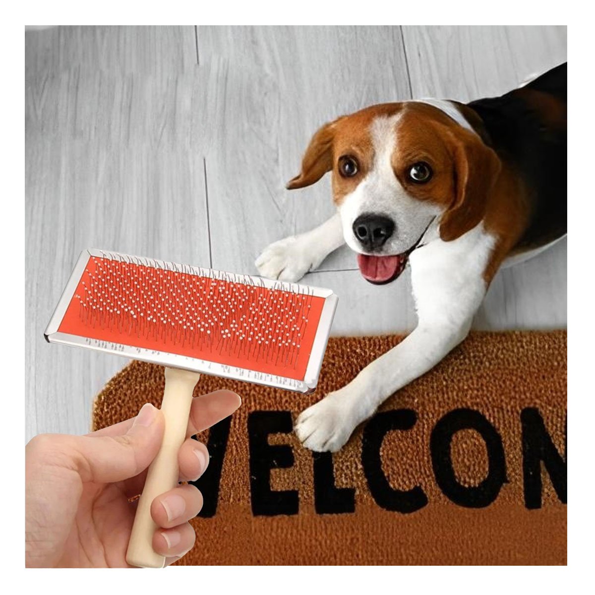 PACK6 DESENREDADOR DURADERO METAL ROJO CON MANGO DE MADERA - 3