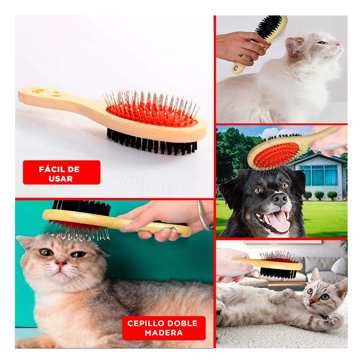 PACK6 PEINE REFORZADO DE DOBLE CARA PARA MASCOTAS PELO LARGO Y+PAPEL REGALO - 3