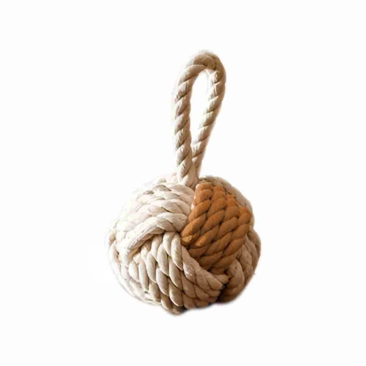 PACK4 TEXTIL SOGA CON PELOTA MOSTAZA PARA PERRO ACTIVO Y DIVERSION EN CASA Y+PAPEL REGALO - 3