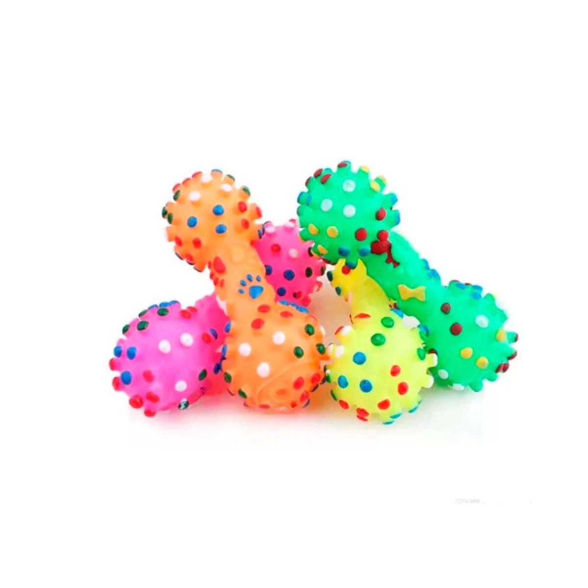 PACK6 ACCESORIO DE HUESO PLASTICO CON PUNTOS PARA PERRO Y+REGALO STICKER - 2