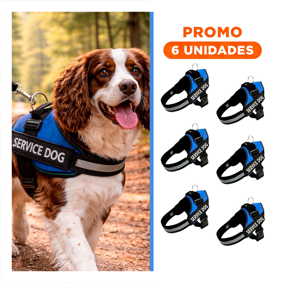 PACK6 CORREA AJUSTABLE TIPO PECHERA TALLA M COLOR AZUL - 1