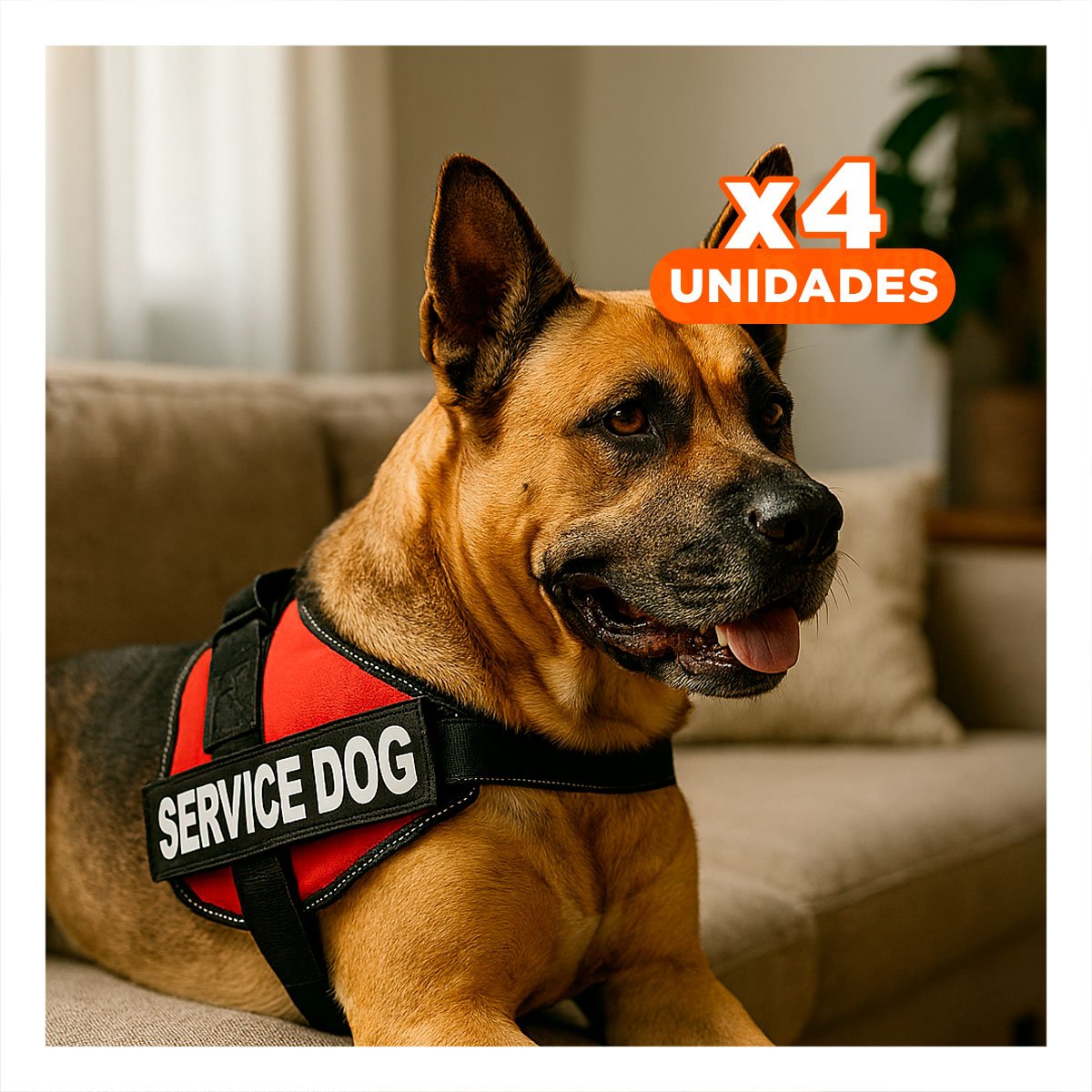 PACK4 CHALECO DE TRABAJO PARA PERRO TALLA L COLOR ROJO - 1