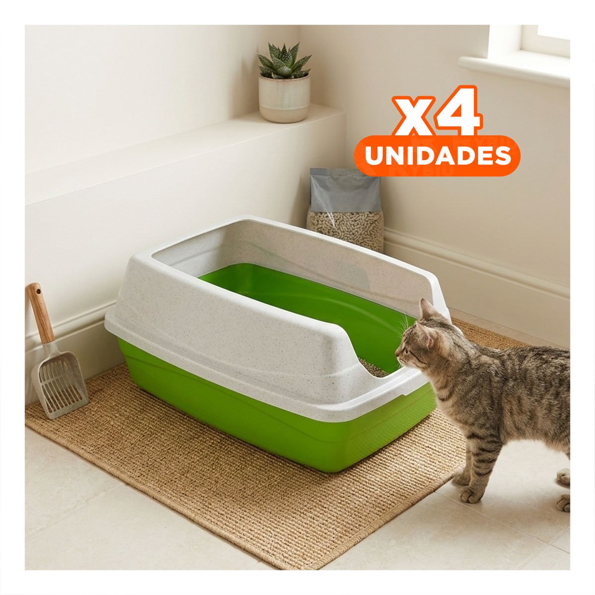 PACK4 SANITARIO DE ARENA VERDE PARA GATOS CON MAYOR COMODIDAD - 1