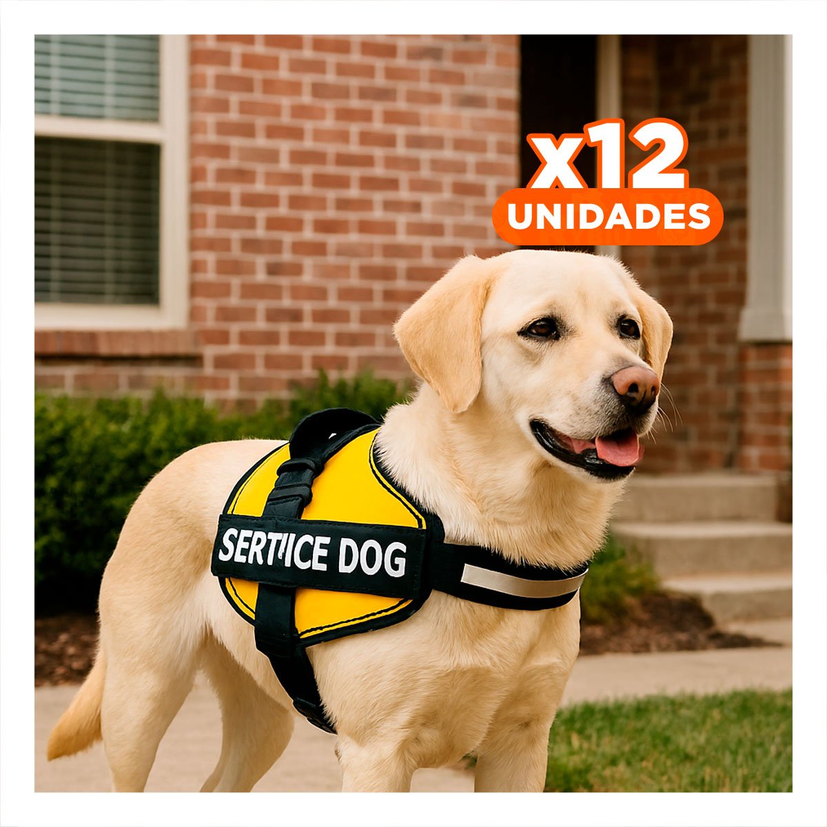 PACK12 PECHERA RESISTENTE PARA PERRO DE SERVICIO TALLA M AMARILLO - 1