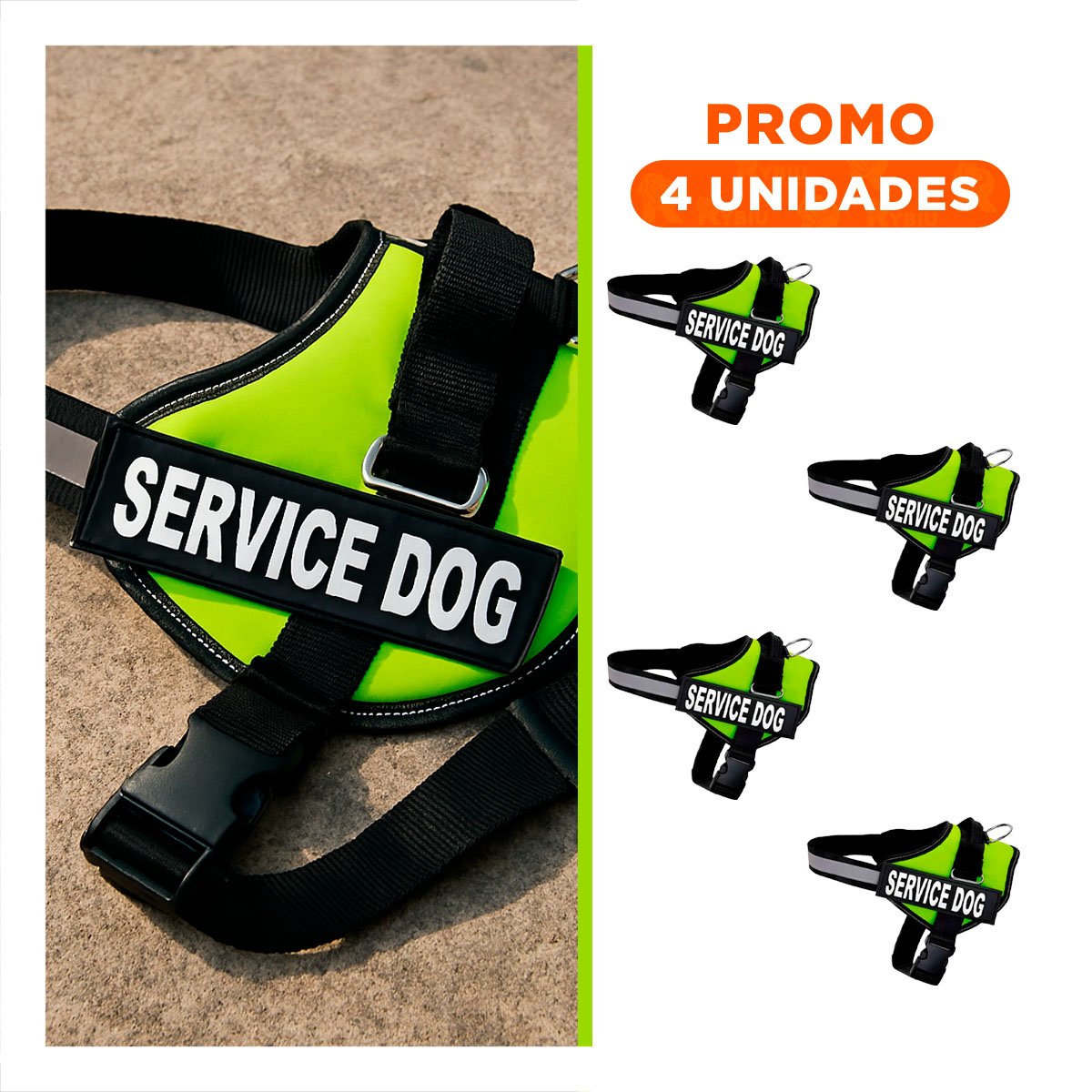 PACK4 CINTURON DE TRABAJO PARA PERRO TALLA L COLOR VERDE Y+REGALO STICKER - 1