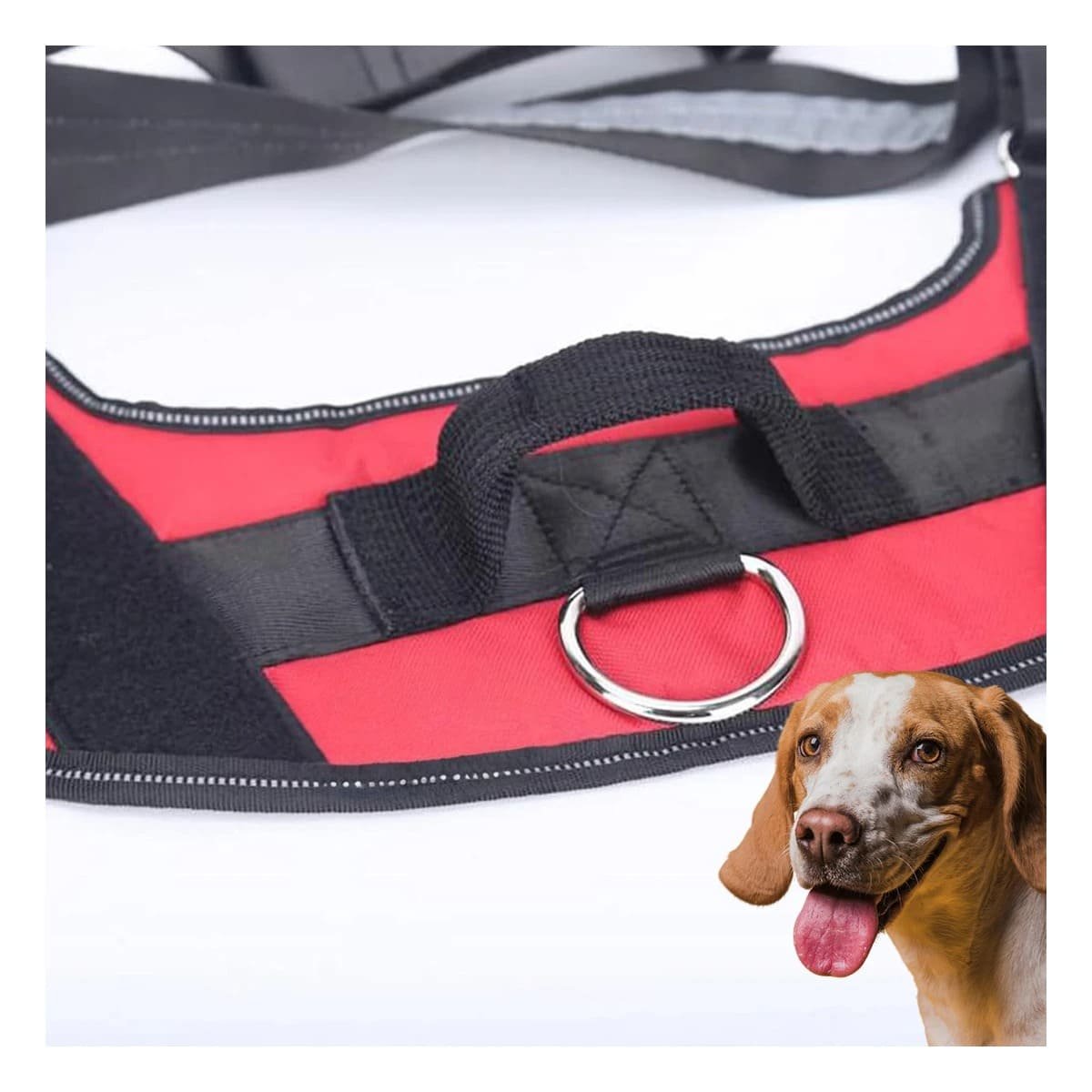 PACK6 CHALECO AJUSTABLE PARA PERRO DE SERVICIO TALLA L ROJO Y+REGALO STICKER - 3
