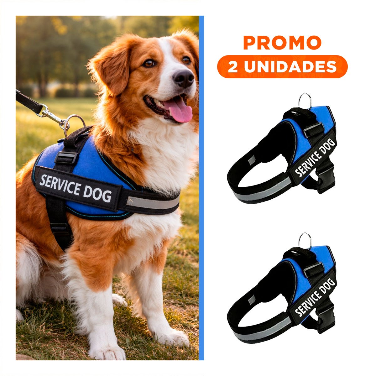 PACK2 CHALECO DE TRABAJO PARA PERRO TALLA M COLOR AZUL - 1