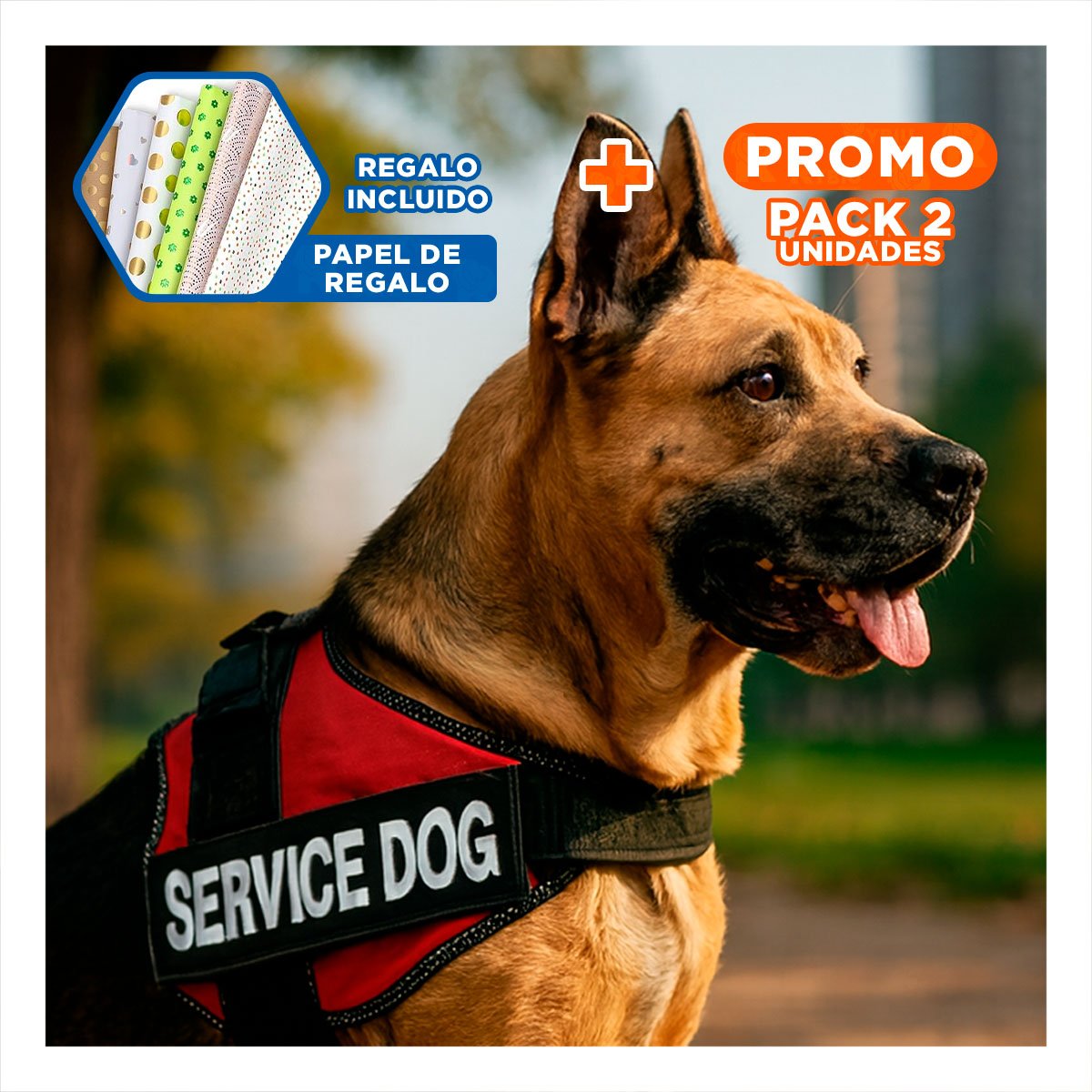 PACK2 ARNES DE TRABAJO PARA PERRO TALLA L COLOR ROJO Y+PAPEL REGALO - 1