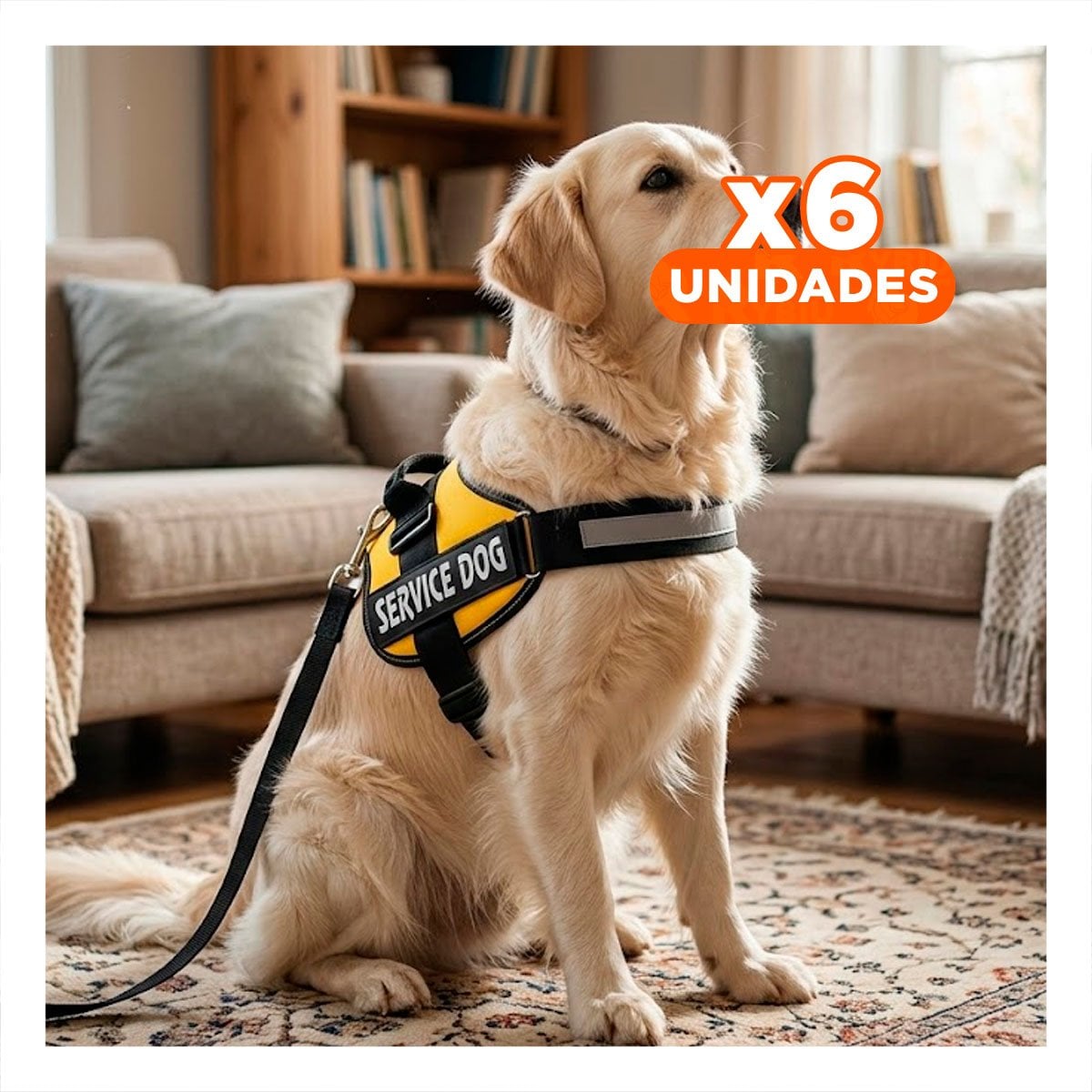 PACK6 ARNES RESISTENTE PARA PERRO DE SERVICIO TALLA M AMARILLO Y+REGALO STICKER - 1