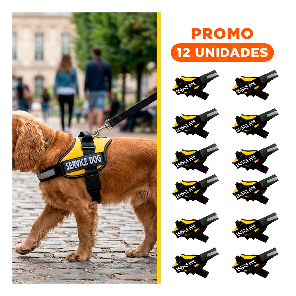 PACK12 CORREA RESISTENTE TIPO PECHERA TALLA M COLOR AMARILLO Y+REGALO STICKER - 1