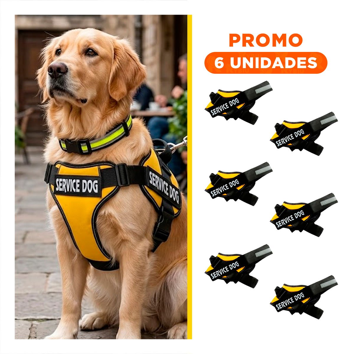 PACK6 CORREA AJUSTABLE TIPO PECHERA TALLA M COLOR AMARILLO - 1