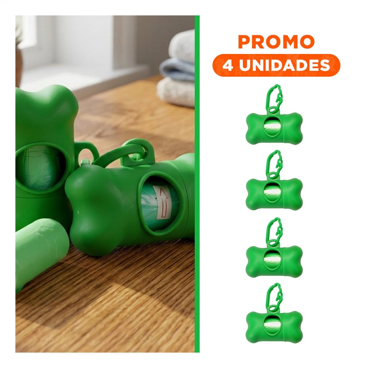 PACK4 ROLLO COMPACTO DE 5 BOLSAS DESECHABLES EN FORMA DE HUESO RESISTENTE Y+REGALO STICKER - 1