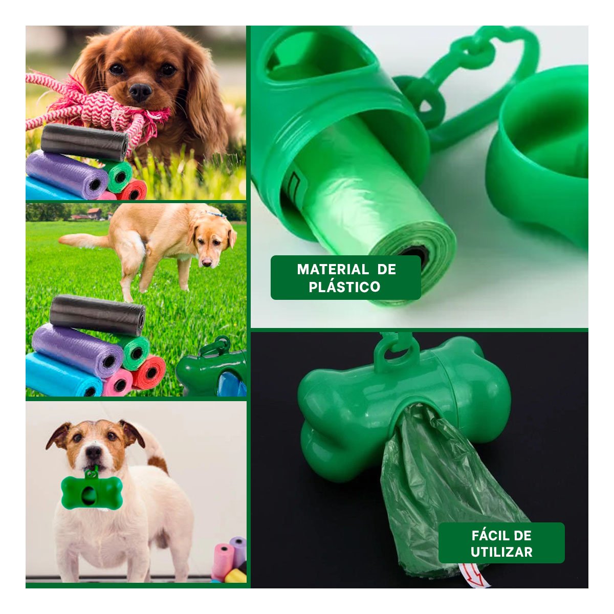 PACK4 ROLLO COMPACTO DE 5 BOLSAS DESECHABLES EN FORMA DE HUESO RESISTENTE Y+REGALO STICKER - 2