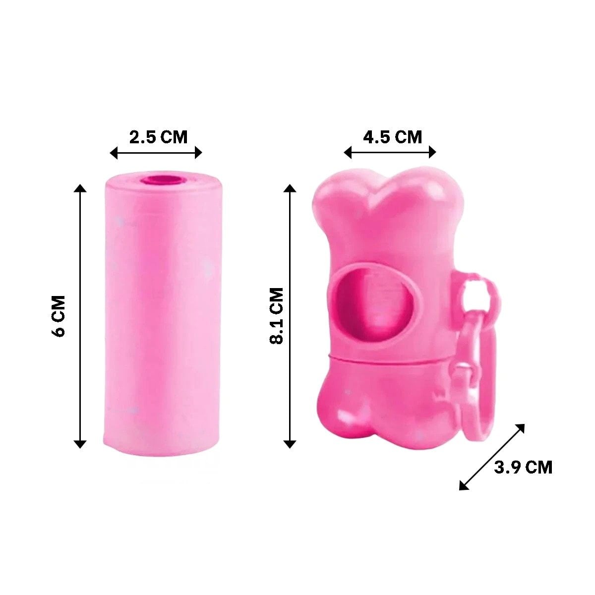 PACK2 DISPENSADOR LIGERO CON 5 BOLSAS EN FORMA DE HUESO ROSADO PORTATIL Y+PAPEL REGALO - 4