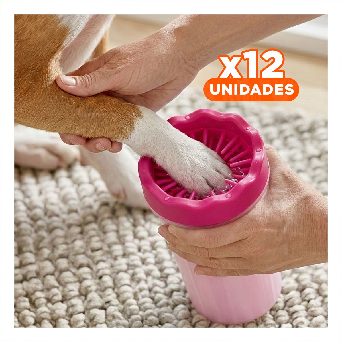 PACK12 CEPILLO PARA LIMPIAR PATAS DE MASCOTA ROSADO USO DIARIO - 1