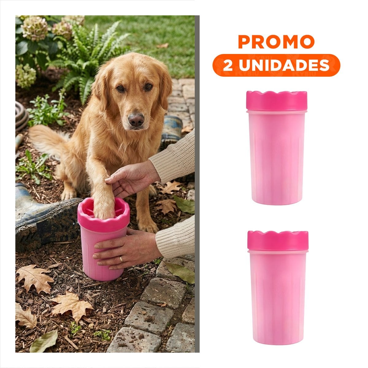 PACK2 APARATO PARA LIMPIAR PATAS DE MASCOTA ROSADO IDEAL PARA LLUVIA Y+PAPEL REGALO - 1