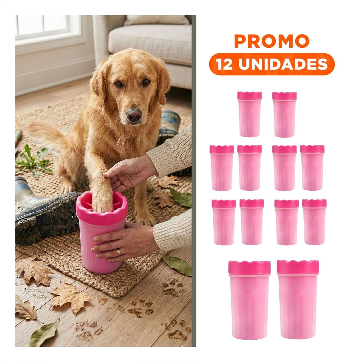 PACK12 CEPILLO PARA LIMPIAR PATAS DE MASCOTA ROSADO HIGIENE PROFUNDA Y+REGALO STICKER - 1