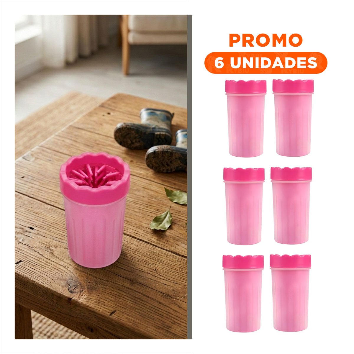 PACK6 HERRAMIENTA PARA LIMPIAR PATAS DE MASCOTA ROSADO IDEAL EN CASA - 1