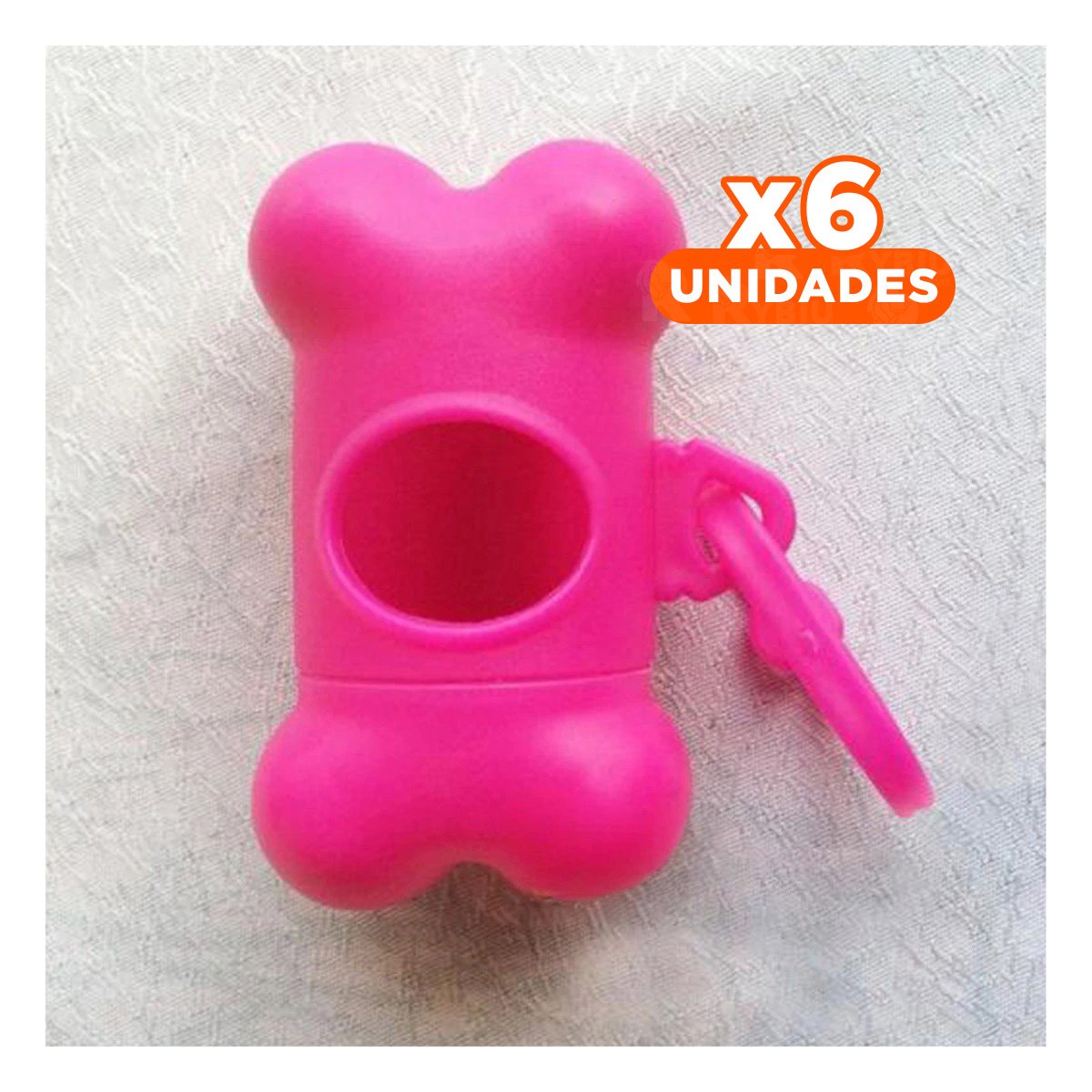 PACK6 RECARGA DE 5 BOLSAS CON PORTA BOLSA EN FORMA DE HUESO ROSADO PRACTICO Y+REGALO STICKER - 1