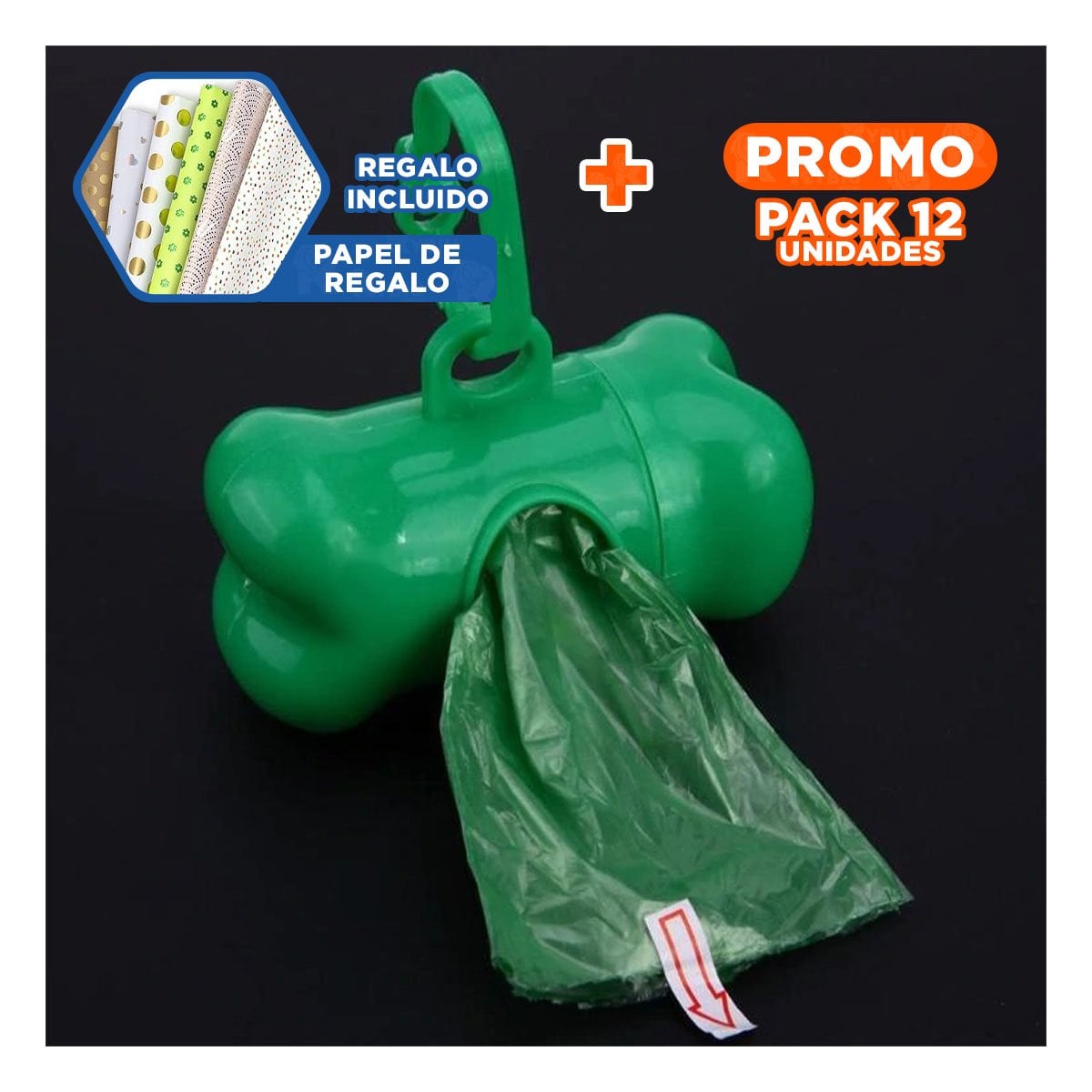 PACK12 RECARGA COMPACTA DE 5 BOLSAS DESECHABLES EN FORMA DE HUESO LIGERO Y+PAPEL REGALO - 1