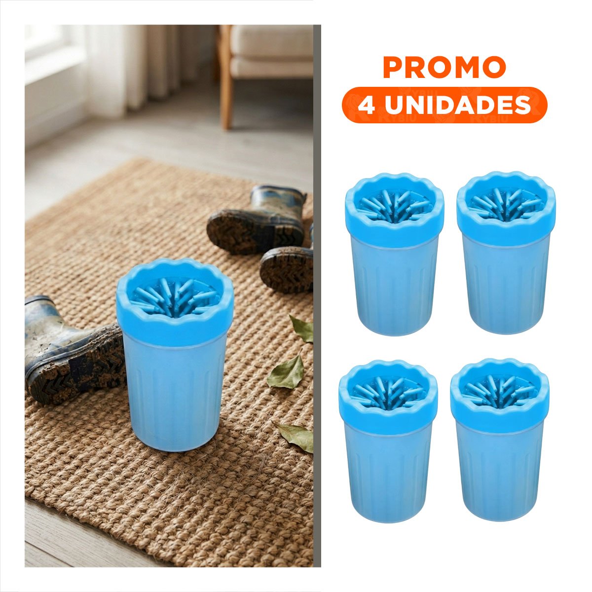 PACK4 HERRAMIENTA PEQUENA PARA LIMPIAR PATAS DE MASCOTA CELESTE FÁCIL DE USAR Y+REGALO STICKER - 1