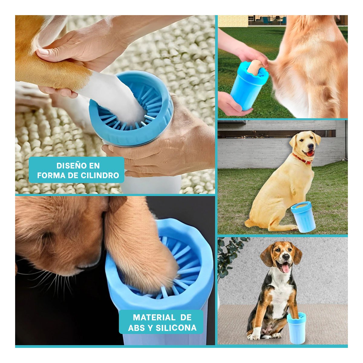 PACK4 HERRAMIENTA PEQUENA PARA LIMPIAR PATAS DE MASCOTA CELESTE FÁCIL DE USAR Y+REGALO STICKER - 2