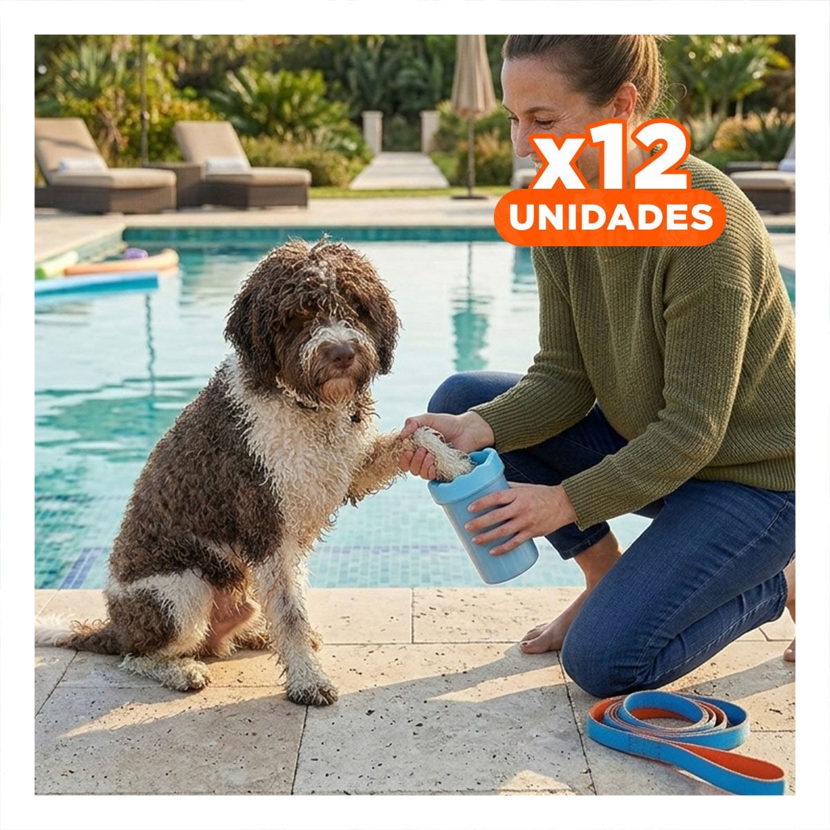 PACK12 CEPILLO INTERACTIVO PARA LIMPIAR PATAS DE MASCOTA CELESTE SEGURO - 1