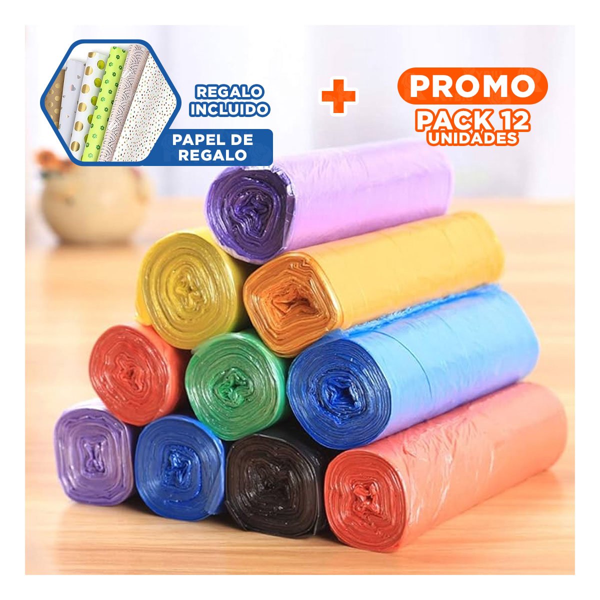 PACK12 RECARGA LIGERA DE BOLSAS DESECHABLES PARA POPO DE MASCOTAS RESISTENTES Y+PAPEL REGALO - 1