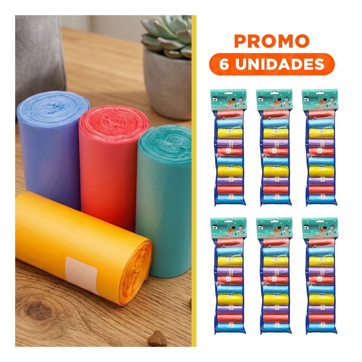 PACK6 ROLLO LIGERO DE BOLSAS DESECHABLES PARA POPO DE MASCOTAS SEGURAS - 1