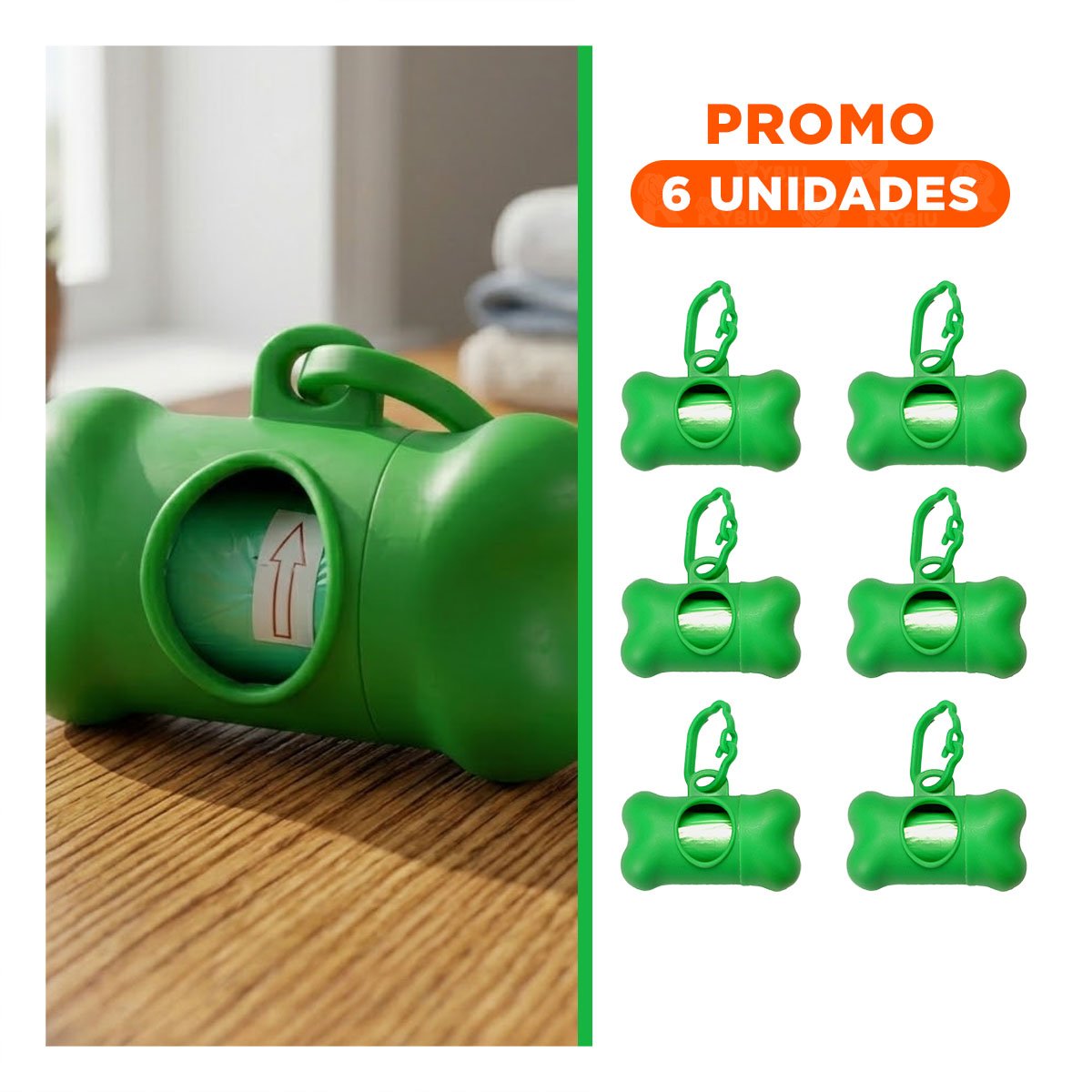 PACK6 ROLLO LIGERO DE 5 BOLSAS DESECHABLES CON PORTA BOLSA PORTATIL - 1