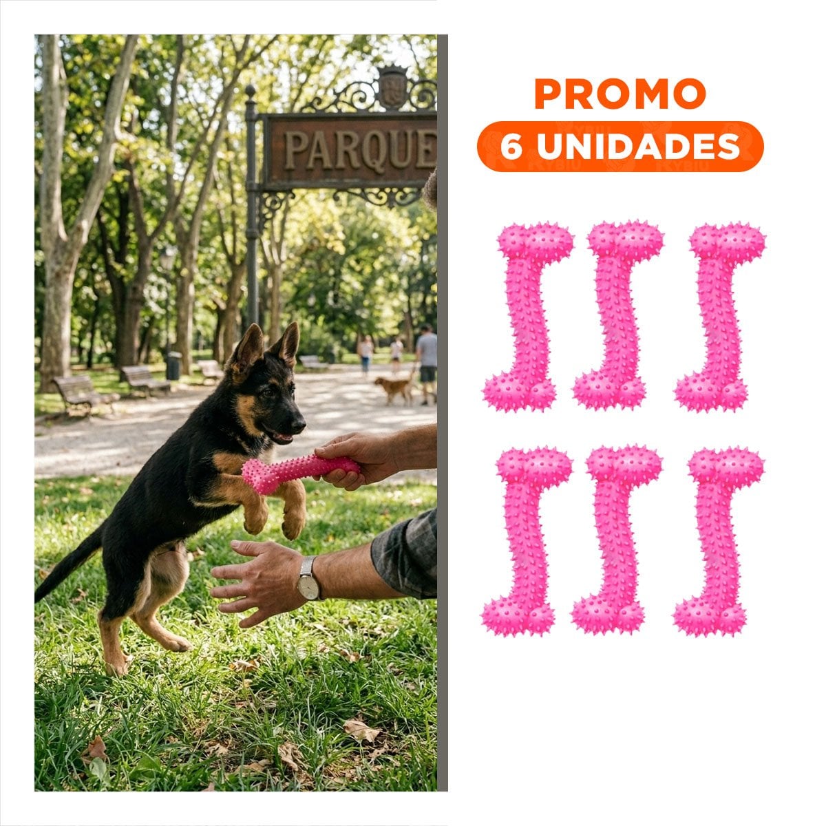 PACK6 SET DE JUEGO DE GOMA EN FORMA DE HUESO ROSADO DIVERTIDO - 1