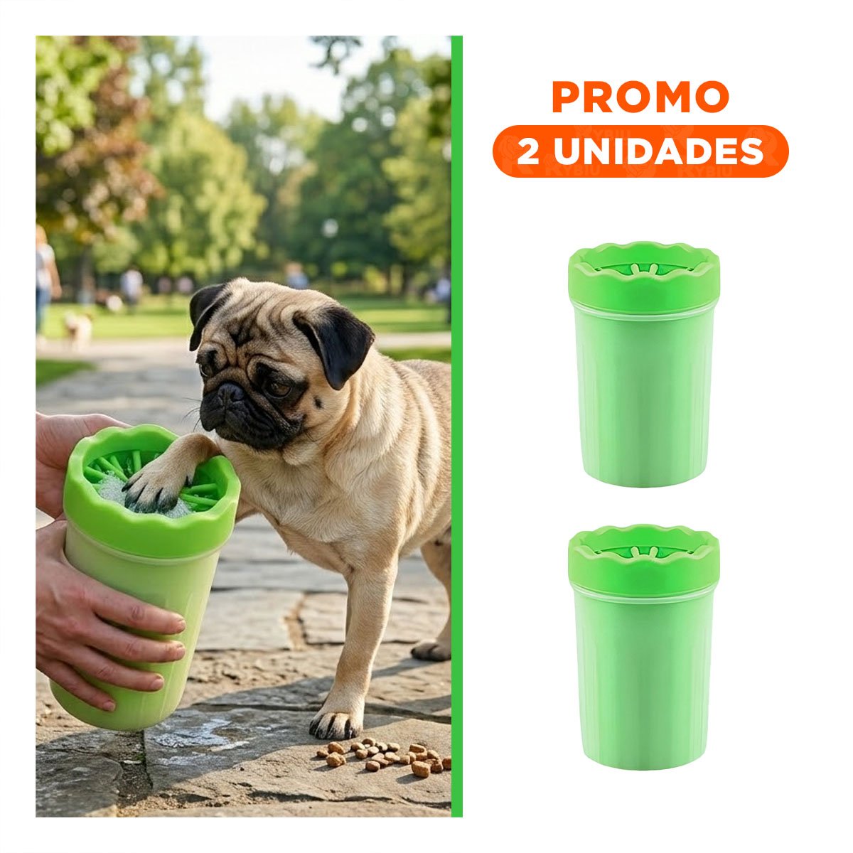 PACK2 APARATO PARA LIMPIAR PATAS DE MASCOTA VERDE DISEÑO RESISTENTE - 1