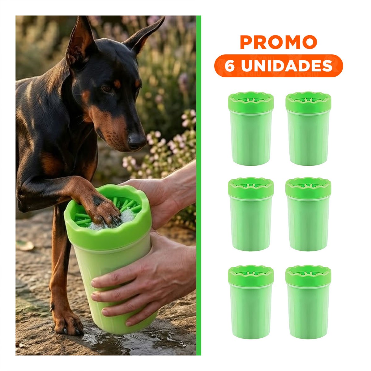 PACK6 HERRAMIENTA PARA LIMPIAR PATAS DE MASCOTA VERDE IDEAL EN CASA - 1