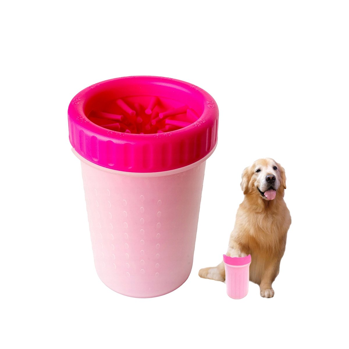 PACK6 CEPILLO LIMPIADOR DE PATAS PARA MASCOTA ROSADO CERDAS SUAVES Y+REGALO STICKER - 2