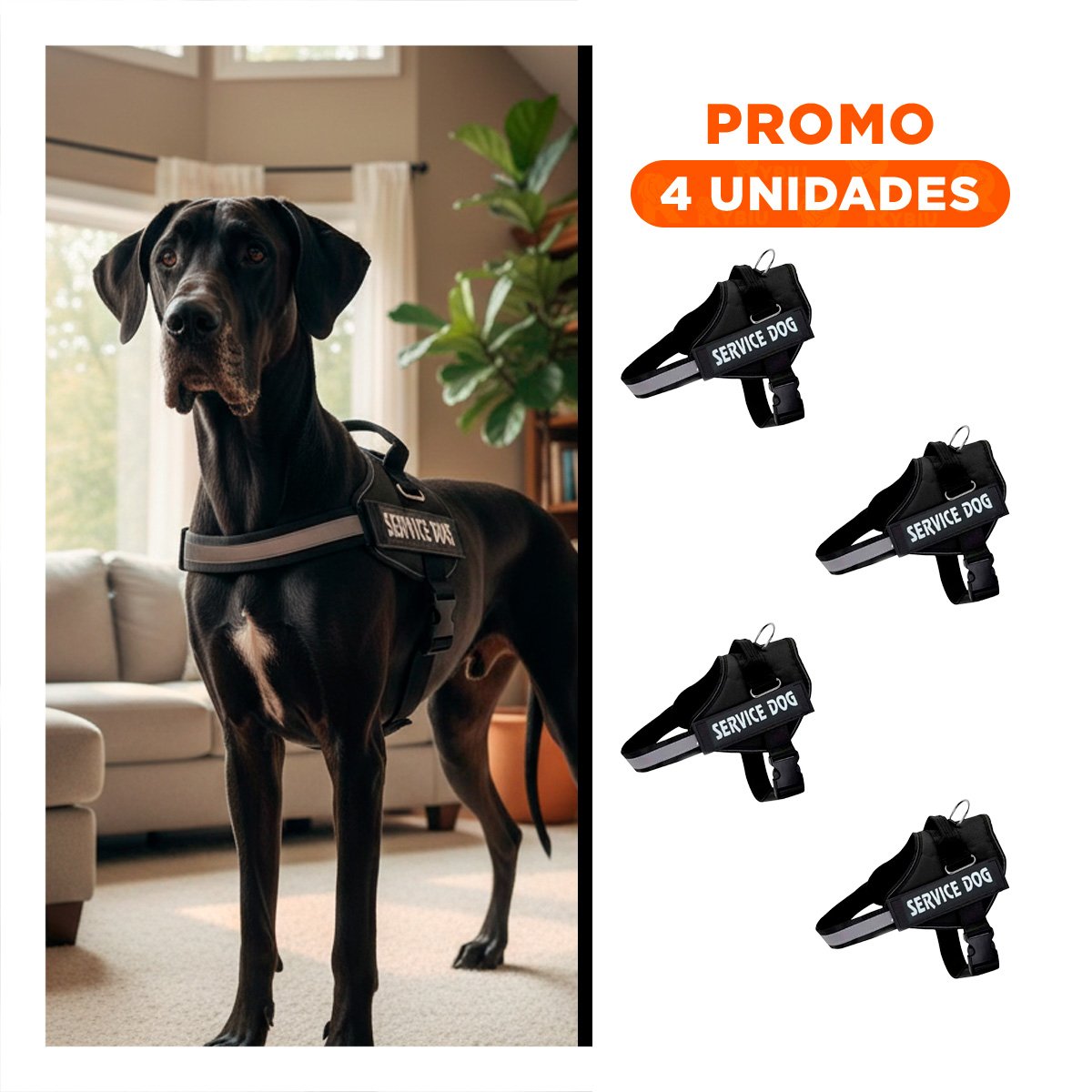 PACK4 CINTURON DE TRABAJO PARA PERRO TALLA L COLOR NEGRO Y+REGALO STICKER - 1