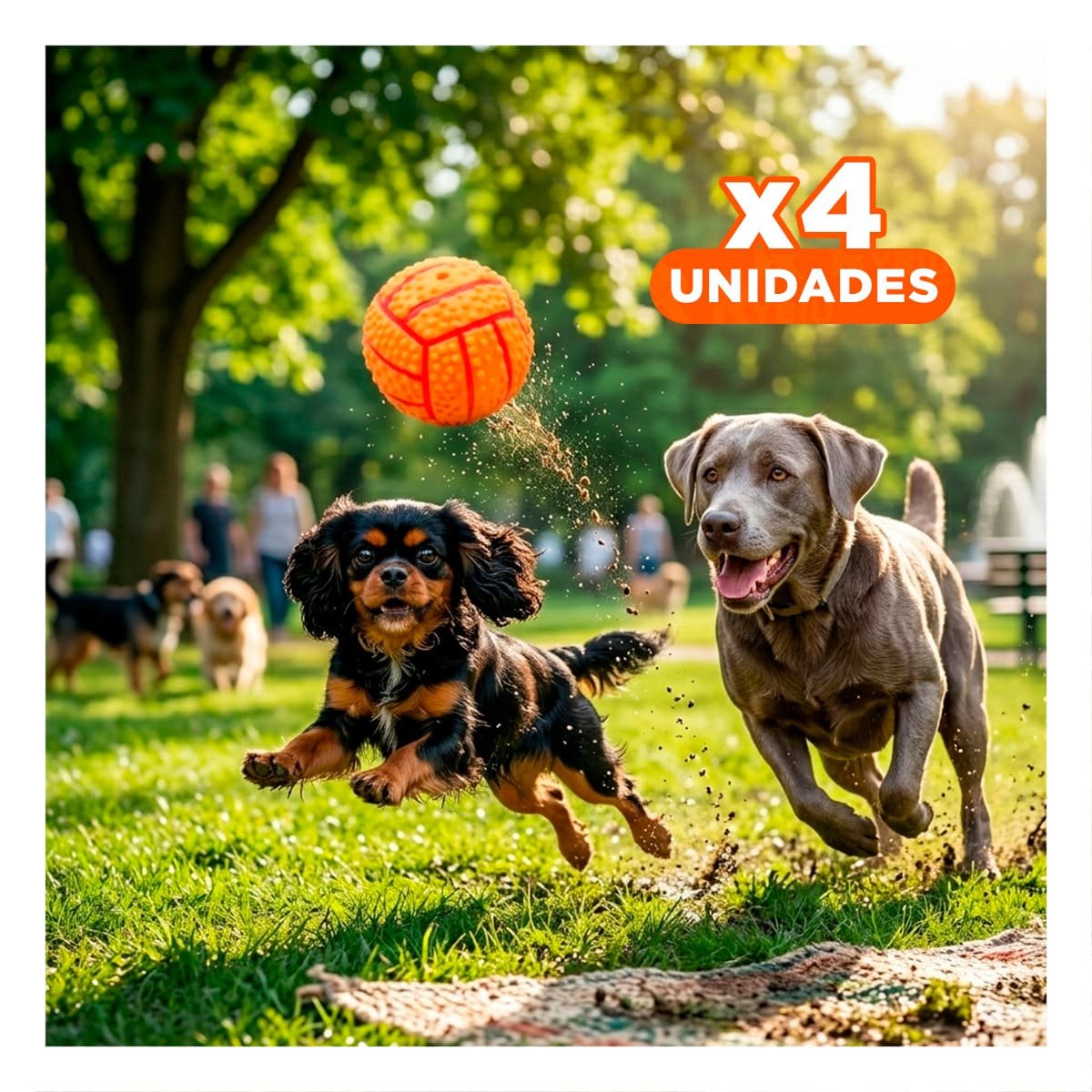 PACK4 SET PARA PERRO A RAYAS DE CAUCHO ANARANJADO CON SONIDO DURADERO - 1