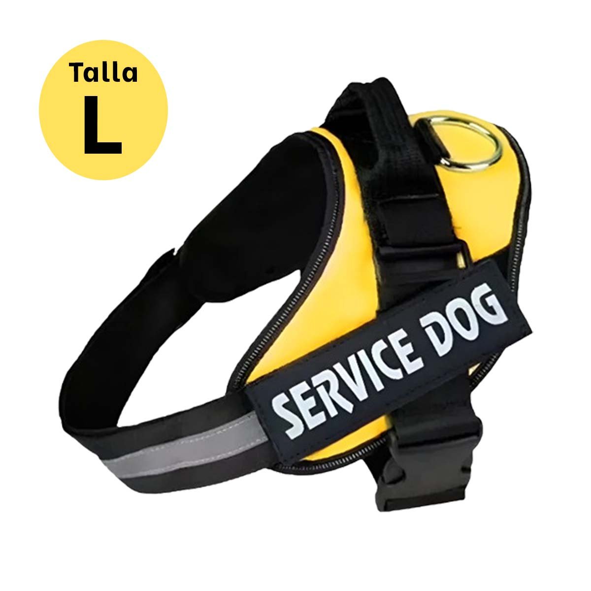 PACK6 CHALECO AJUSTABLE PARA PERRO DE SERVICIO TALLA L AMARILLO Y+PAPEL REGALO - 4