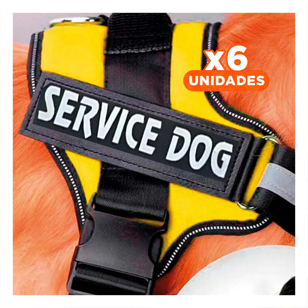PACK6 CORREA AJUSTABLE TIPO PECHERA TALLA L COLOR AMARILLO Y+REGALO STICKER - 1