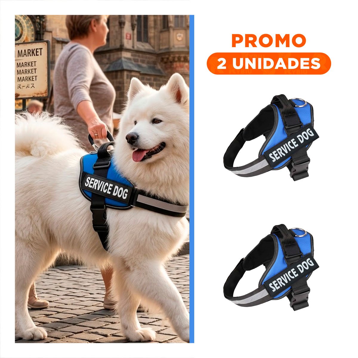 PACK2 CINTURON PROFESIONAL PARA PERRO DE SERVICIO TALLA L AZUL - 1