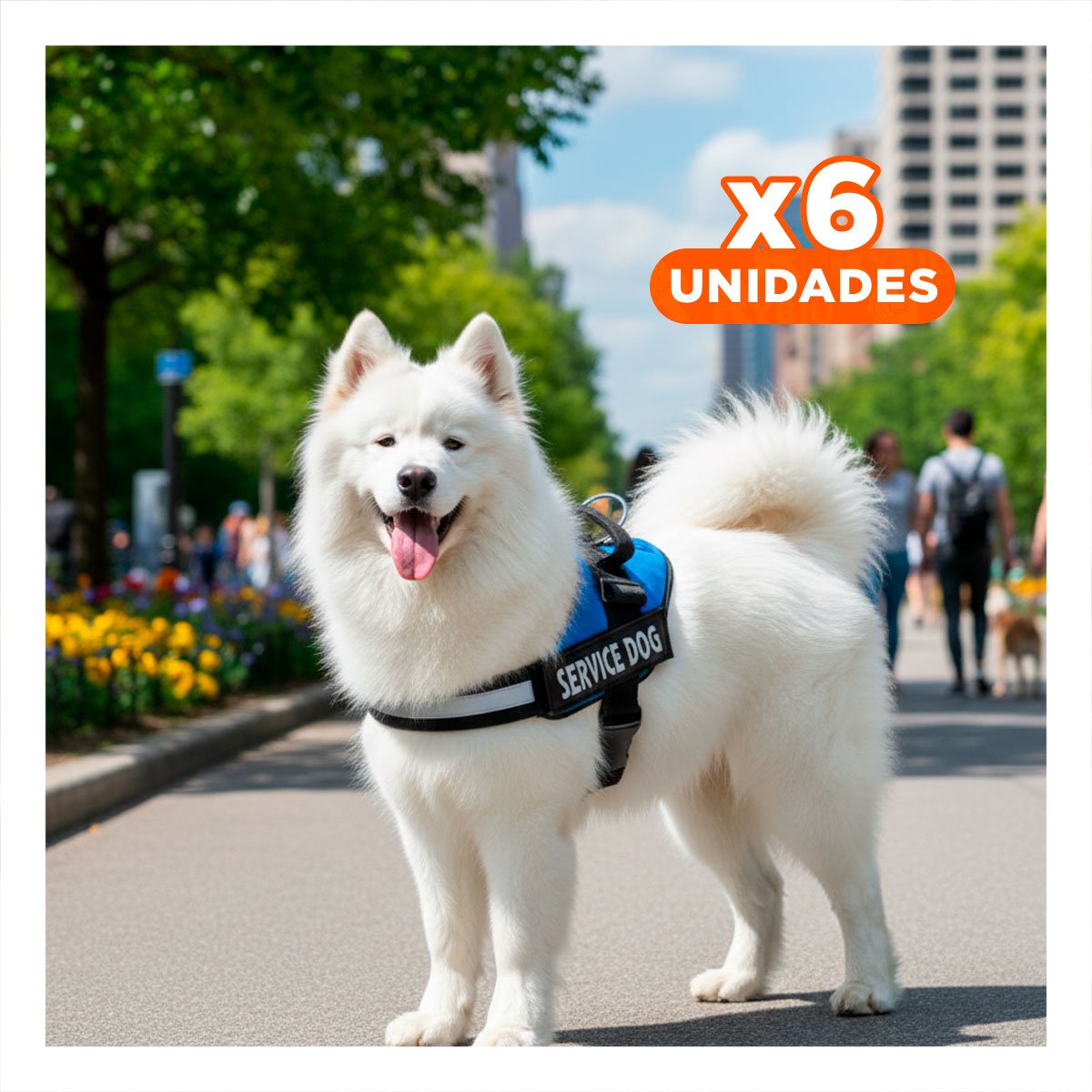 PACK6 CHALECO AJUSTABLE PARA PERRO DE SERVICIO TALLA L AZUL Y+REGALO STICKER - 1
