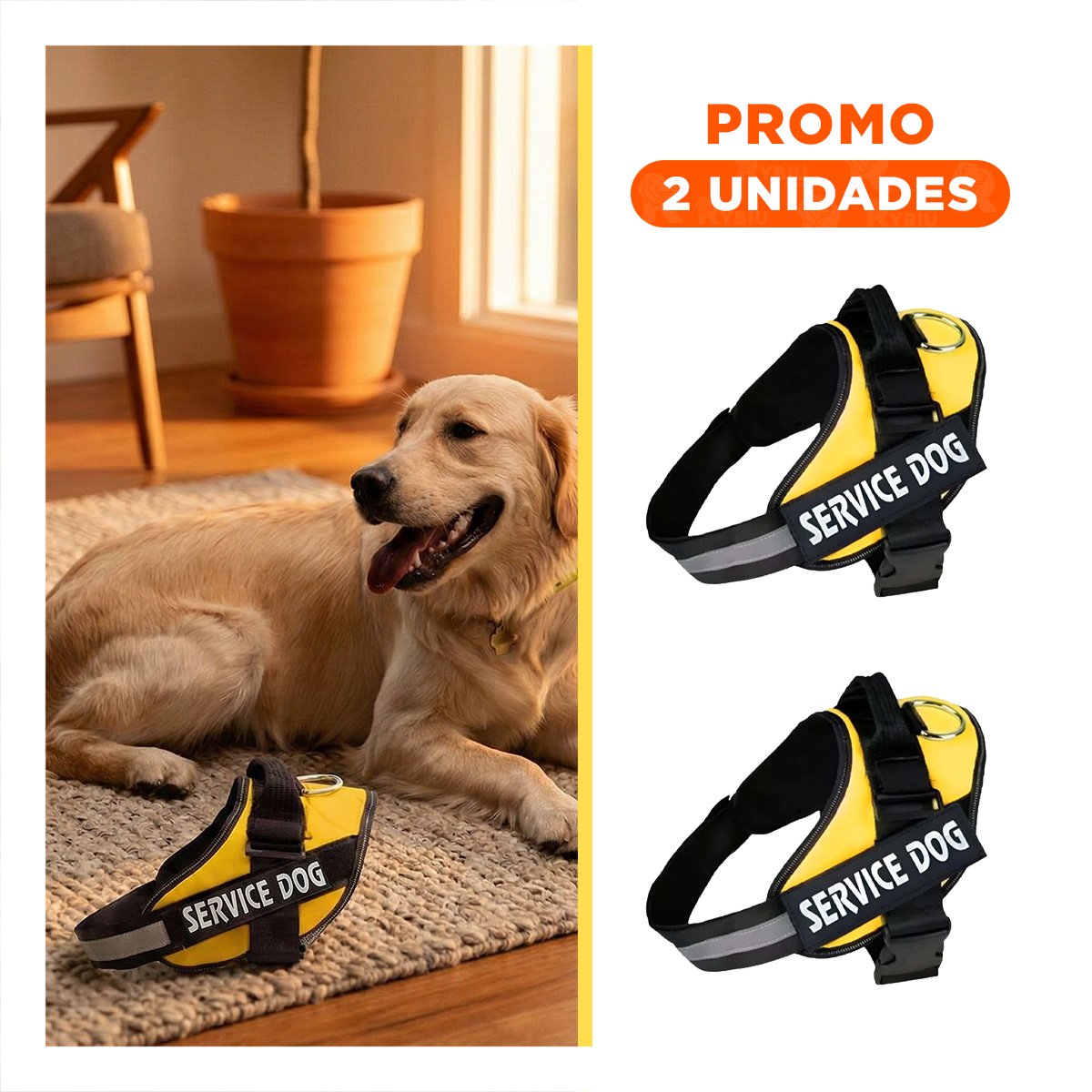 PACK2 ARNES DE TRABAJO PARA PERRO TALLA L COLOR AMARILLO - 1