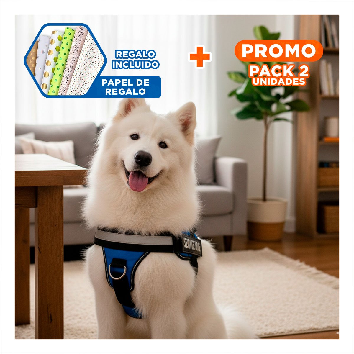 PACK2 ARNES DE TRABAJO PARA PERRO TALLA L COLOR AZUL Y+PAPEL REGALO - 1
