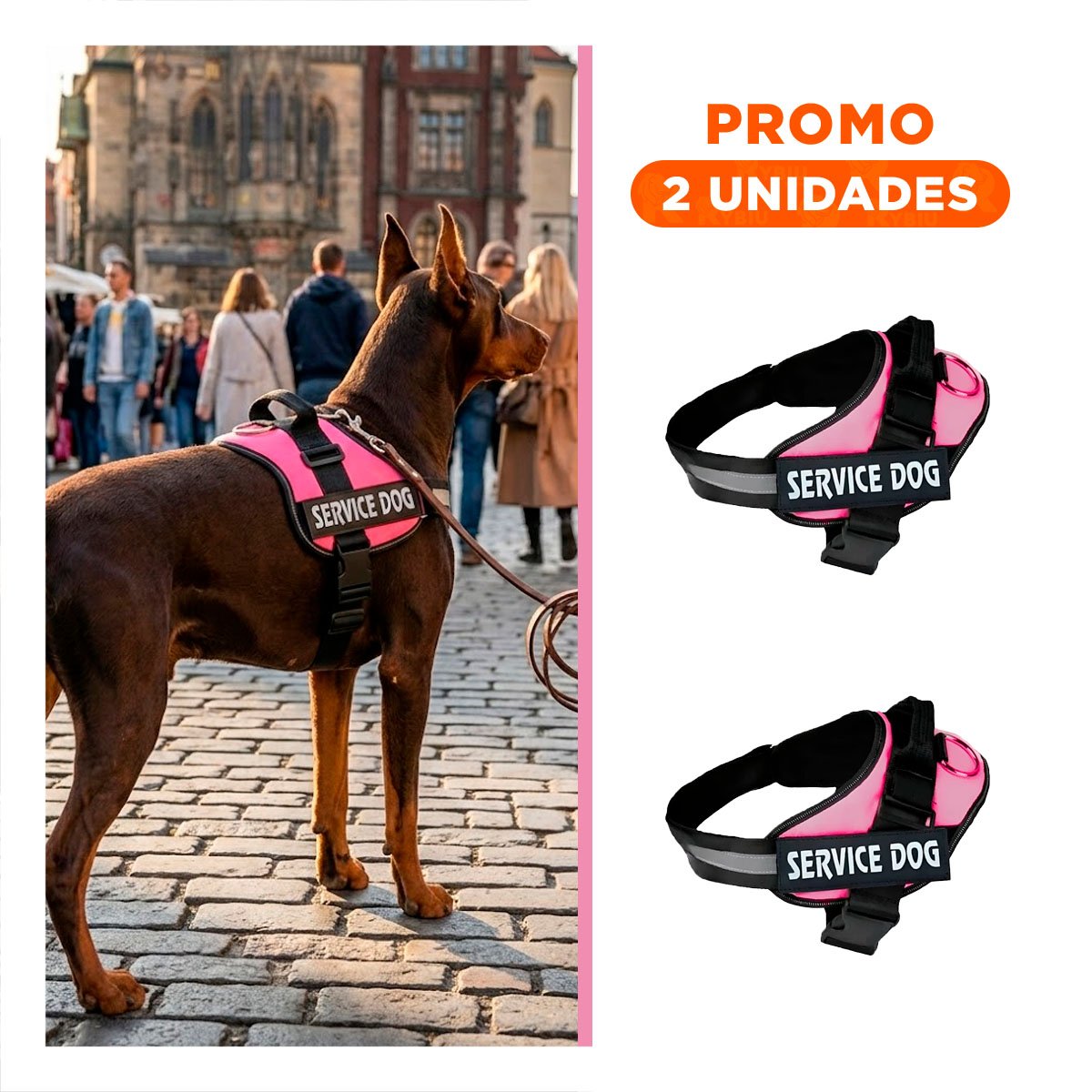 PACK2 ARNES DE TRABAJO PARA PERRO TALLA L COLOR ROSADO - 1