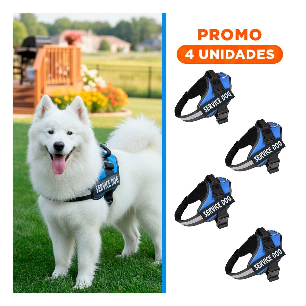PACK4 CINTURON DE TRABAJO PARA PERRO TALLA L COLOR AZUL Y+REGALO STICKER - 1