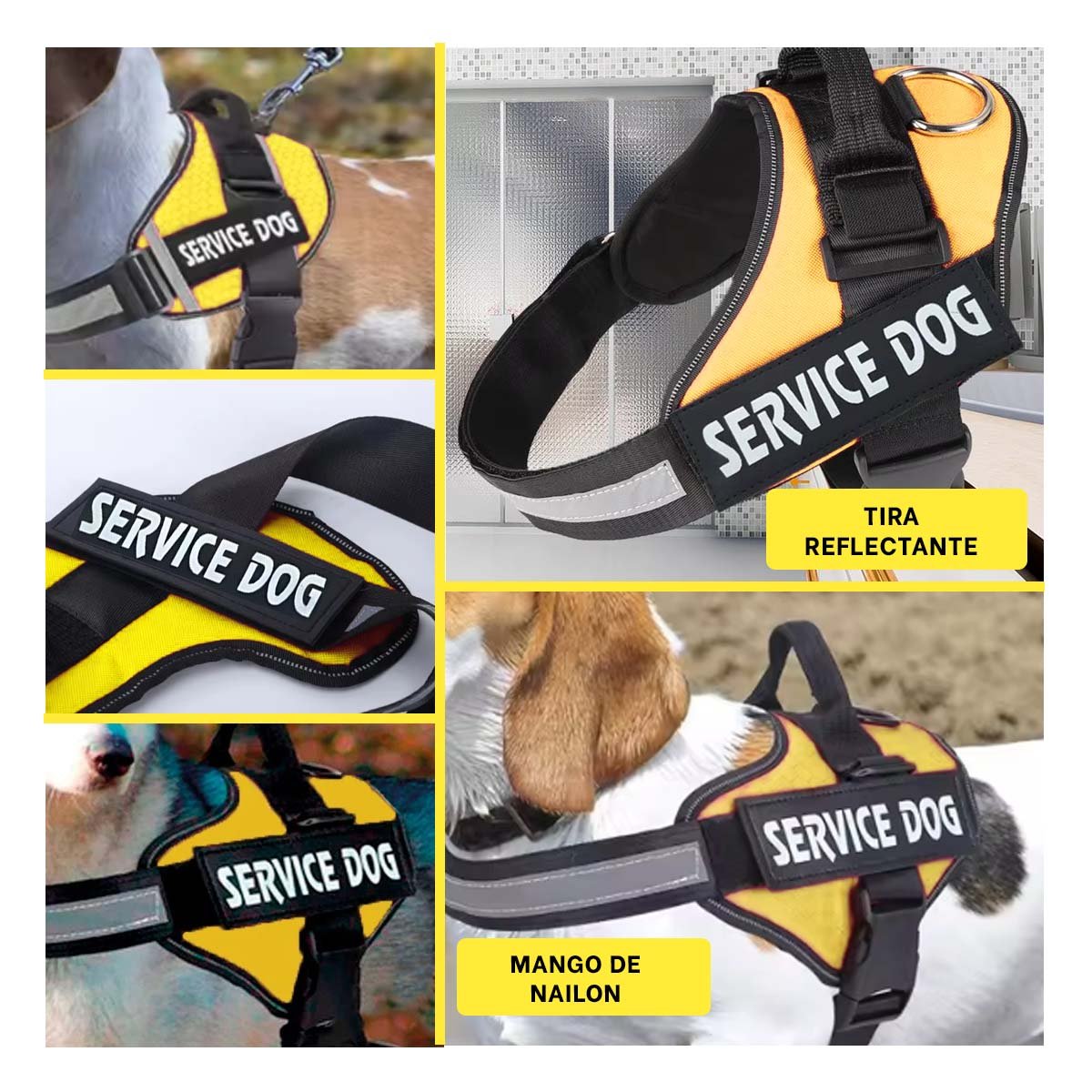 PACK2 PECHERA DE TRABAJO PARA PERRO TALLA L COLOR AMARILLO Y+PAPEL REGALO - 3