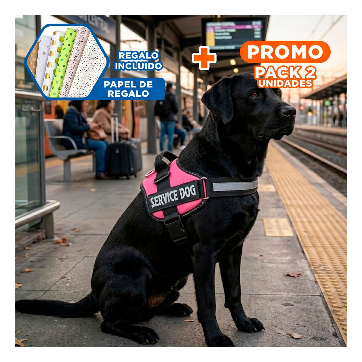 PACK2 PECHERA DE TRABAJO PARA PERRO TALLA L COLOR ROSADO Y+PAPEL REGALO - 1