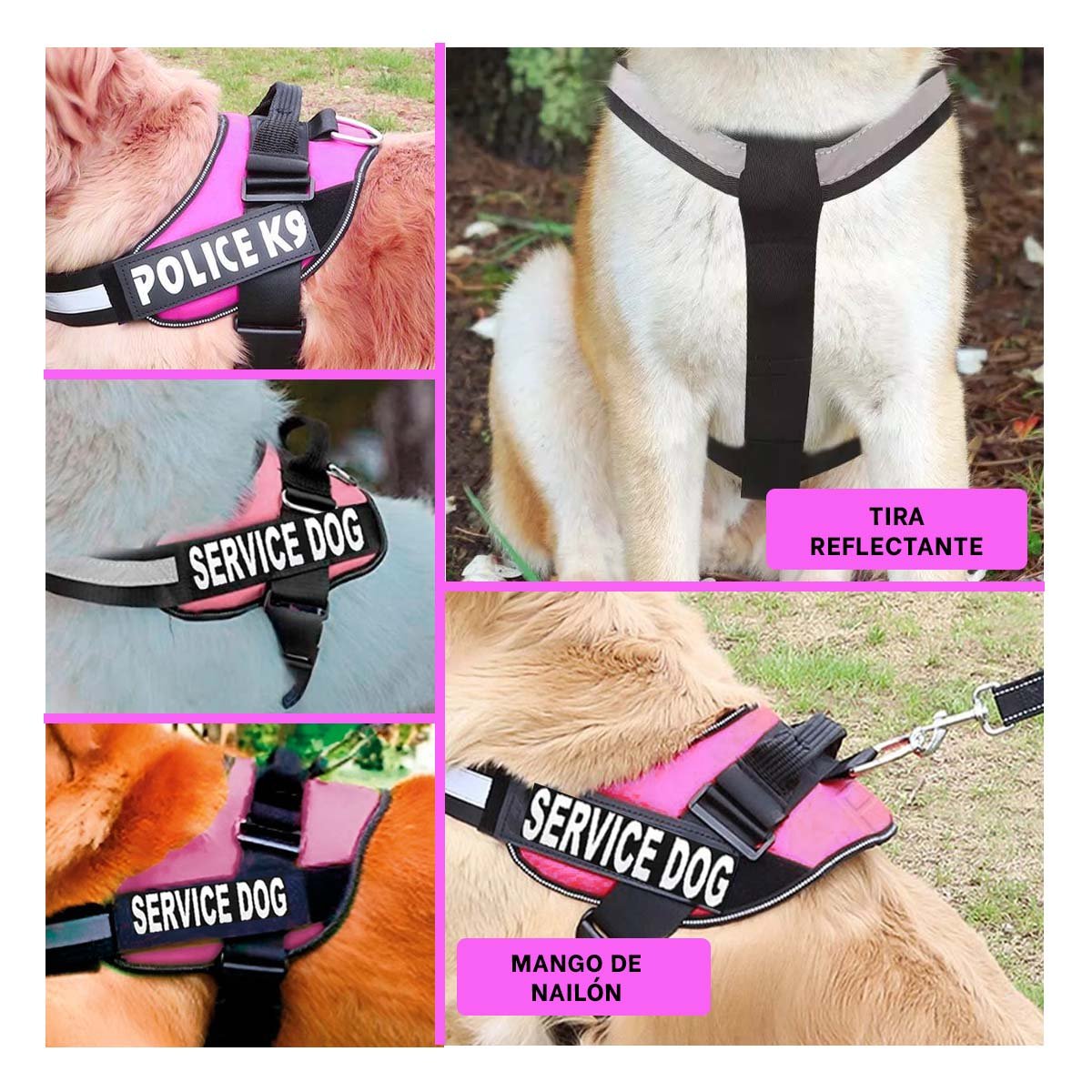 PACK2 PECHERA DE TRABAJO PARA PERRO TALLA L COLOR ROSADO Y+PAPEL REGALO - 3