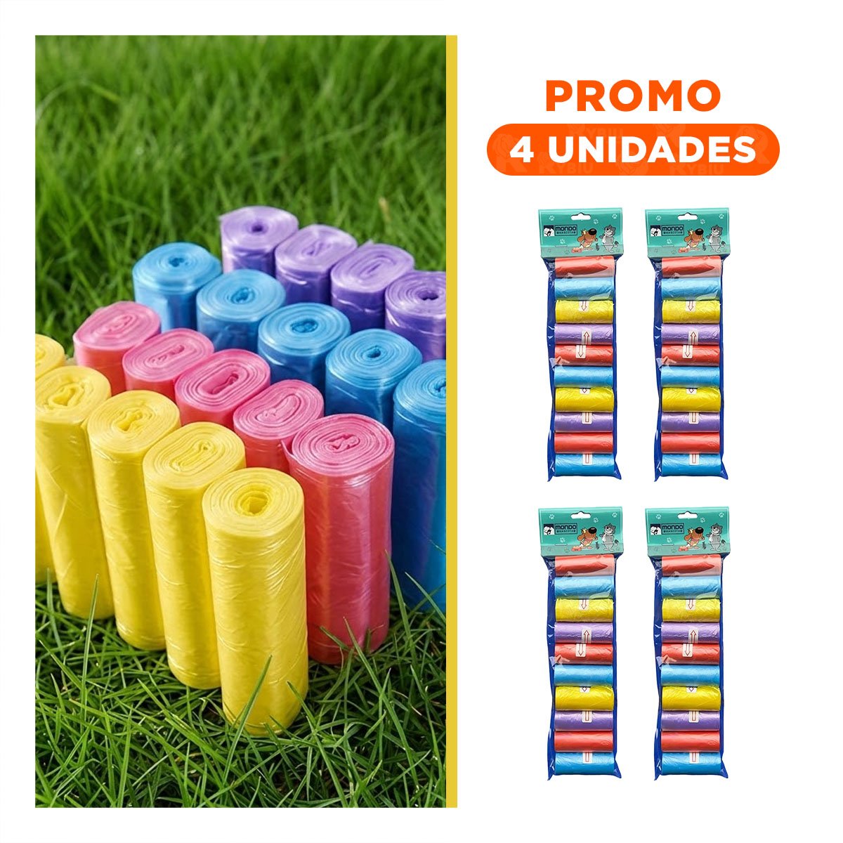 PACK4 ROLLO COMPACTO DE BOLSAS DESECHABLES PARA POPO DE MASCOTAS DURADERAS Y+REGALO STICKER - 1