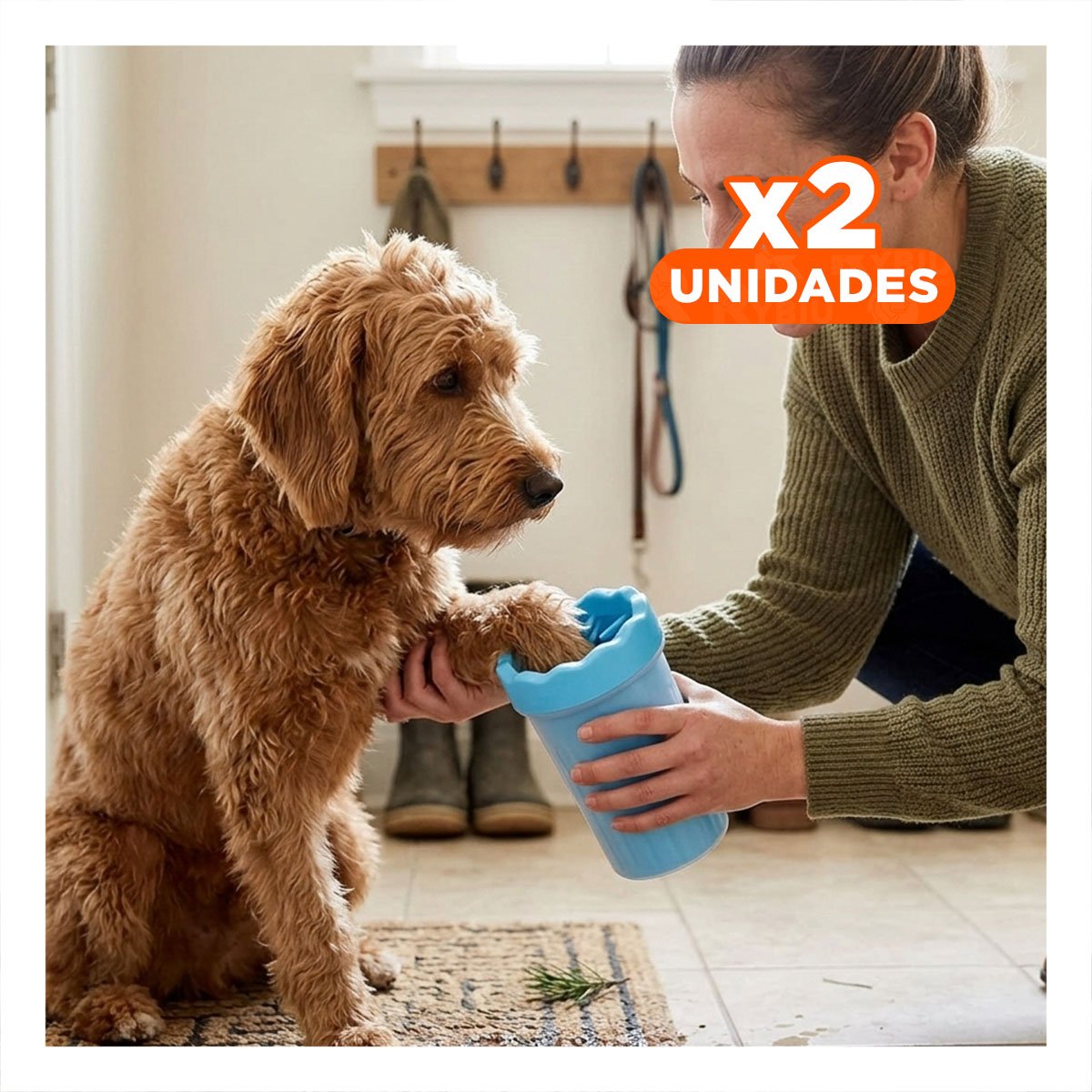 PACK2 APARATO RESISTENTE PARA LIMPIAR PATAS DE MASCOTA CELESTE EFICAZ Y+REGALO STICKER - 1