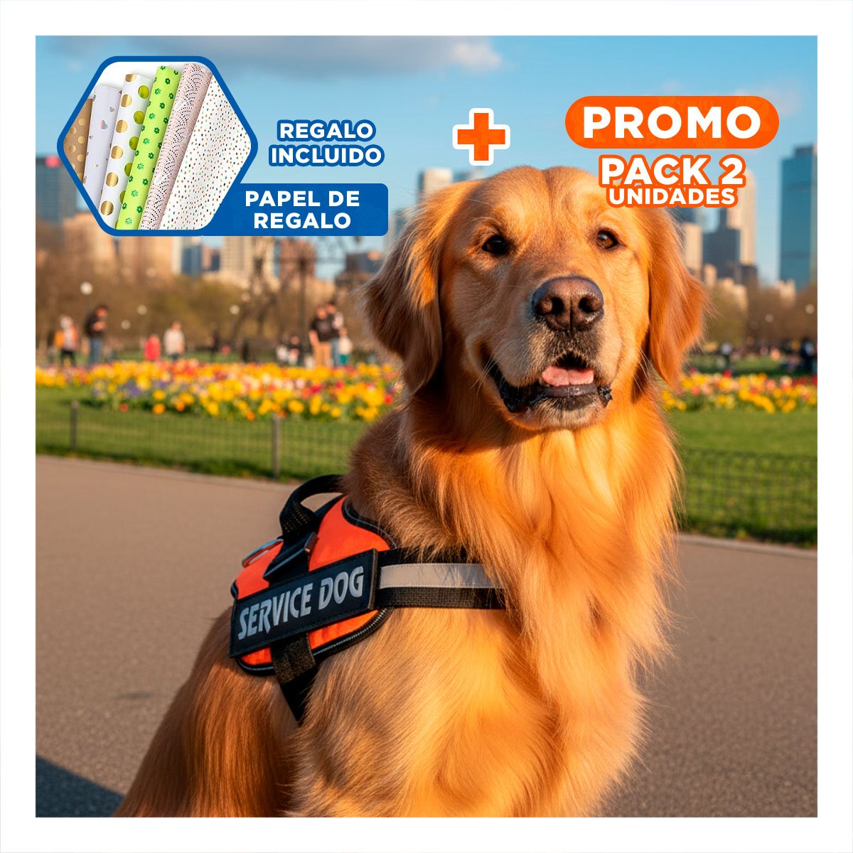 PACK2 ARNES DE TRABAJO PARA PERRO TALLA L COLOR ANARANJADO Y+PAPEL REGALO - 1